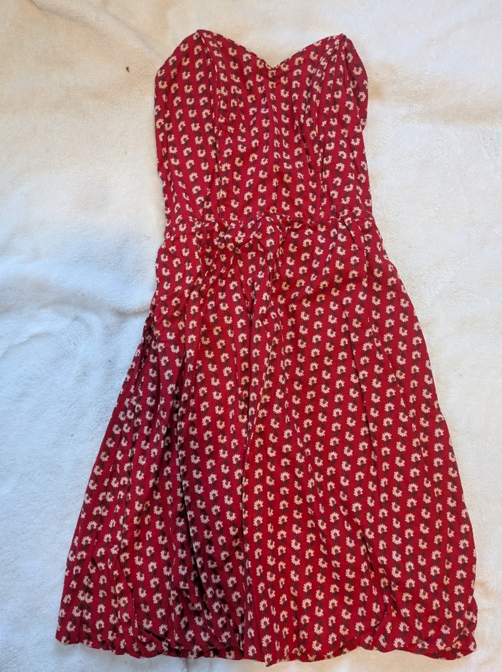 Xhilaration Crimson Floral Strapless Bubble Dress